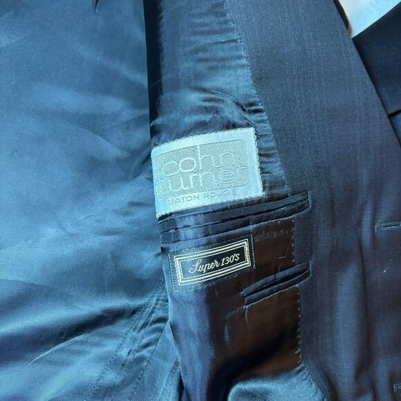 Canali 100% Wool Navy Blazer Sports Coat Plaid Pattern 3 Button Front Size 52R - Picture 8 of 11